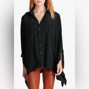 Polo Ralph Lauren Crepe Poncho Casual 3/4 Sleeve Black